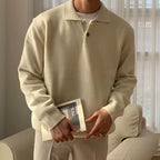 Trendy Solid Color Men'S Sweater Polo Shirts 2025 Autumn Winter New Casual Long Sleeve Knitted Jumpers Men Fashionable Sweaters